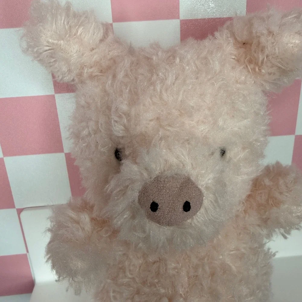 Jellycat Curvy Pig Plush Pink Curly‎ Fur Stuffed Animal Toy New With Tags - Picture 4 of 12